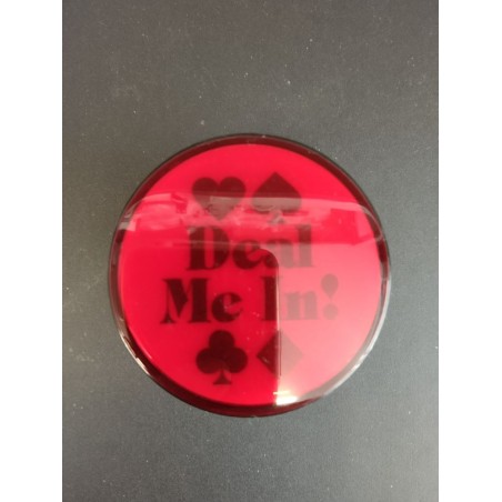 Bouton de Caisse Large - DEAL ME IN! - Rouge - Corps Noir