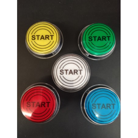 Bouton de Caisse Large - START - avec Cercle - Corps Chrome - 5 Couleurs