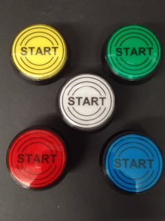 Bouton de Caisse Large - START - avec Cercle - Corps Noir - 5 Couleurs
