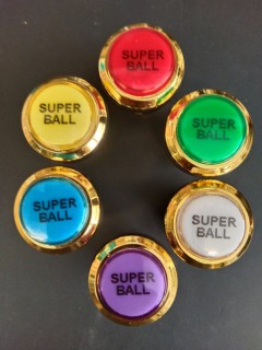 Bouton de Caisse - SUPER BALL - Corps Doré - 6 Couleurs