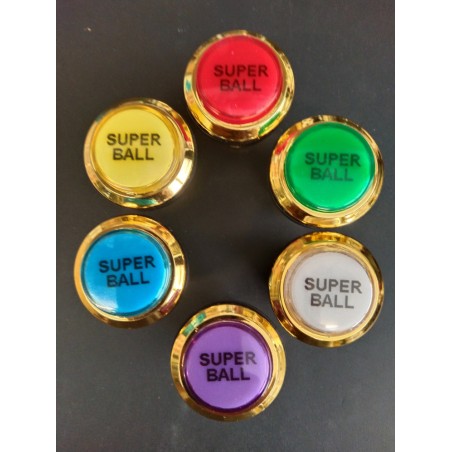 Bouton de Caisse - SUPER BALL - Corps Doré - 6 Couleurs