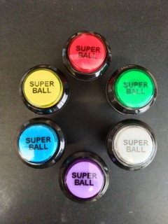 Bouton de Caisse - SUPER BALL - Corps Noir - 6 Couleurs