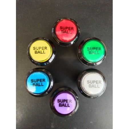 Bouton de Caisse - SUPER BALL - Corps Noir - 6 Couleurs