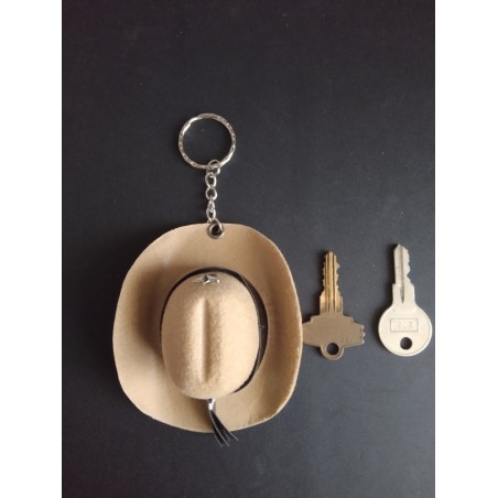 Porte Clé - Cowboy - Chapeau Sheriff - 3D - Cuir