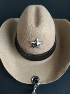 Porte Clé - Cowboy - Chapeau Sheriff - 3D - Cuir