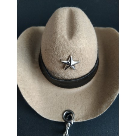 Porte Clé - Cowboy - Chapeau Sheriff - 3D - Cuir