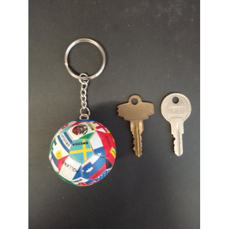 Key Holder - Football / Soccer - Worls Flag - 3D - Leather
